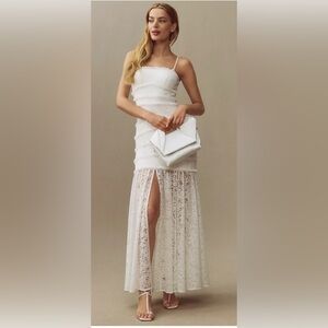 BHLDN Sleeveless Ruffle Lace Maxi Dress